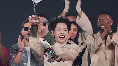 Duc Phuc of Vietnam celebrates winning the Intervision Song Contest 2025 in Moscow. EPA