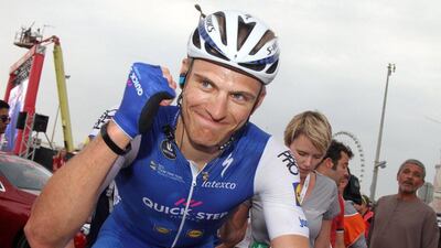 German rider Marcel Kittel reacts after winning the second stage of the Abu Dhabi Tour on February 24, 2017. Matteo Bazzi / EPA