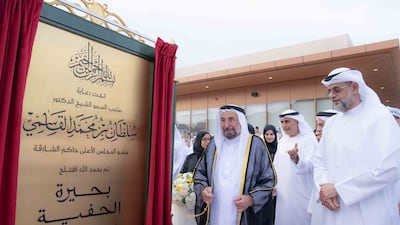 Sheikh Dr Sultan bin Muhammad Al Qasimi, Ruler of Sharjah, inaugurates Al Hefaiyah Lake, in Kalba. All photos: Wam