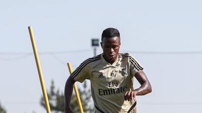 Vinicius Jr of Real Madrid during training. Getty