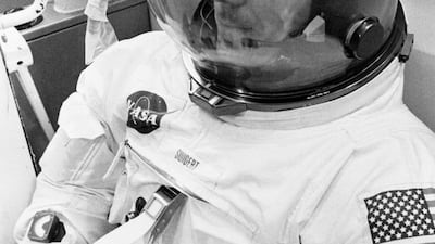 American astronaut Jack Swigert photographed during the Apollo 13 prelaunch countdown, on April 11, 1970, wearing an Omega watch. Photo: Granger / Shutterstock