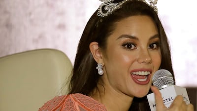 Miss Universe 2018 Catriona Gray answers questions during a news conference on her homecoming in suburban Quezon city, northeast of Manila. AP
