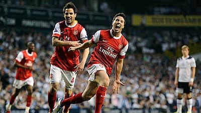 Since he has not signed Arsenal’s latest contract offer, Gunner fans may be missing some of this next season, as Samir Nasri, right, could be celebrating goals with a rival in the Premier League.