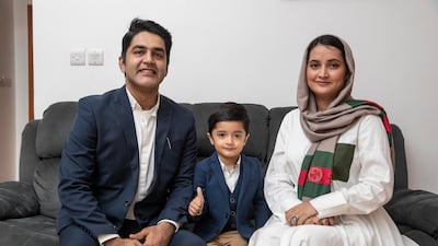 Dr Javairia Hassan, 30, said she was ecstatic that the contribution of the frontline workers was being recognised. Pictured is her husband Hassan Ashraf and three-year-old son Muhammad.