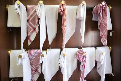 The mobile store also sells ghutras and egals. Reem Mohammed / The National