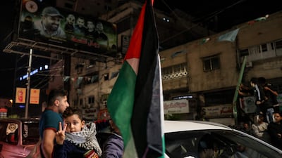 Gaza residents and supporters of the Palestinian Islamic Jihad militant group celebrate