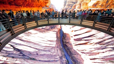 People visit the Saudi Arabia pavilion on the last day of Expo 2020 Dubai. AP