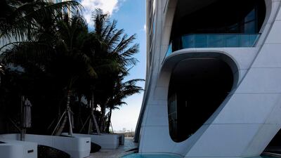 The tower rises above the Bay of Biscayne. AFP