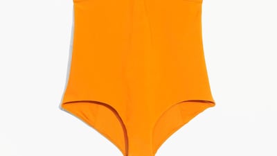 We love this 1960s swimsuit, with its plunging neckline and low-rise leg. The bold colour is great for olive skin tones; Dh349, & Other Stories