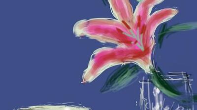 A selection of images, above and below, from Fleurs Fraîches, an exhibition in Paris of work created on an iPhone and an iPad by the British artist David Hockney.