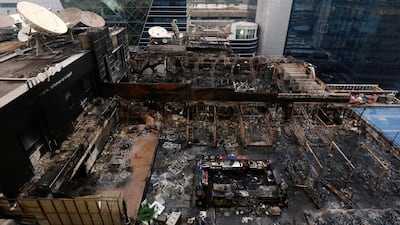 The rooftop restaurant gutted by a fire that broke out at the Kamala Mills compound in Mumbai on December 28, 2017. Danish Siddiqui / Reuters