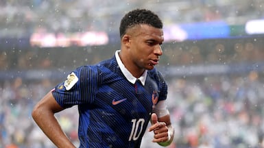 Kylian Mbappe of France scored two goals in a 3-1 win over Iraq in Philadelphia. AFP