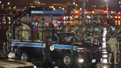 Saudi interior minister Mohammed bin Nayef bin Abdel-Aziz, centre right, reviews an honour guard before a military parade in preparation for the annual Haj pilgrimage, at a military camp in Arafat, Saudi Arabia. AP Photo / Amr Nabil