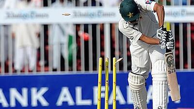 Younis Khan was clean bowled by Chanaka Welegedara but not before he made an important 122-run contribution.