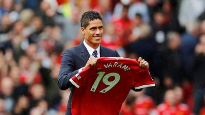 Raphael Varane is presented to Manchester United fans after signing for the club for an initial £34 million. Reuters