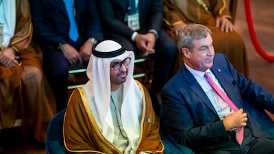Dr Markus Soder, Minister-President of Bavaria, with Dr Sultan Al Jaber, UAE Minister of Industry and Advanced Technology