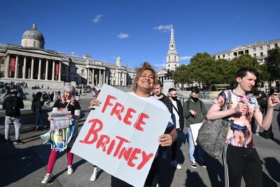 Supporters of singer Britney Spears during the #FreeBritney Rally in London. Getty Images
