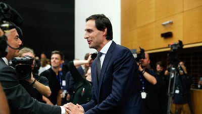 Wopke Hoekstra arriving at the European Parliament's Environment Committee in Strasbourg, France, on October 02, 2023. EPA