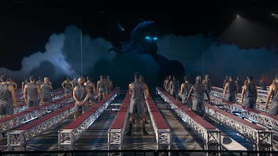 Contestants are suspended above a swimming pool and must support themselves for as long as possible, in a test of grip and stamina. Photo: Netflix