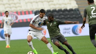 Ailton Almeida, left, assisted two goals in Al Jazira's 5-0 win over Emirates on Wednesday. Courtesy Arabian Gulf League