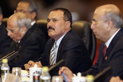 Ali Abdullah Saleh, centre, pictured in 2006, was president of Yemen from 1990 to 2012. Getty Images