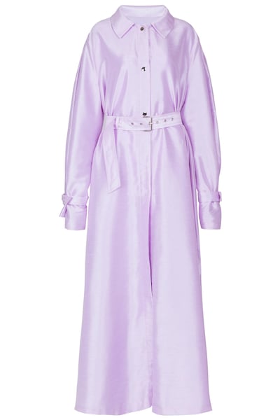 Lilac shantung silk coat, by Madiyah Al Sharqi, spring summer 2018