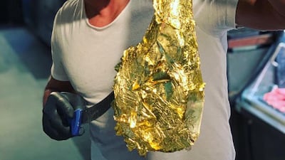 The golden steak is one of Salt Bae’s signature dishes. Photo: Instagram / @nusr_et