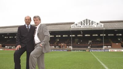 Ray Wilkins and Kevin Keegan during a photo shoot at Craven Cottage in London, September 1997. Craig Prentis / Getty Images