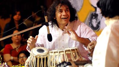 Indian tabla player Zakir Hussain performing in Mumbai. AFP