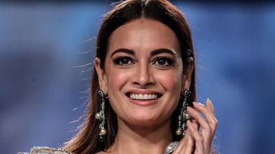 Bollywood actress Dia Mirza presents a creation by Indian designers Sama, Meera and Muzaffar Ali during Lakme Fashion Week in Mumbai, India, on February 14, 2020. EPA