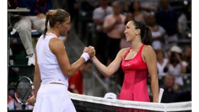 Dinara Safina, left, put a dent to Jelena Jankovic's hopes of becoming the new world No 1.