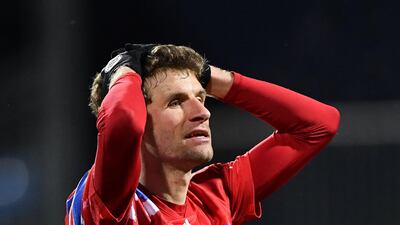 Bayern attacker Thomas Muller during their DFB Cup defeat. Getty