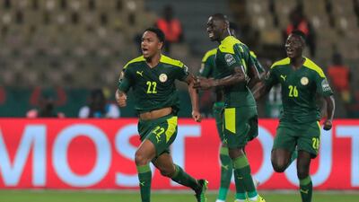Senegal's Abdou Diallo celebrates scoring their first goal. Reuters