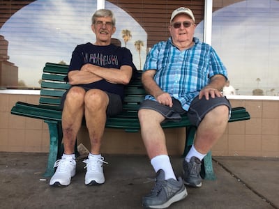 Robert Terry, 82, is on the right, and his fellow Trump supporter Bob Cook. Arthur MacMillan for The National