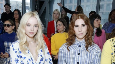 Dove Cameron and Zosia Mamet attend the Carolina Herrera show during New York Fashion Week on February 10, 2020. AFP