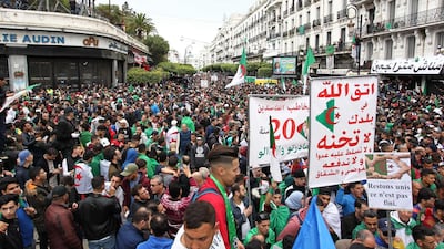 Algerian anti-government protesters gather in Algiers in April 2019. AFP