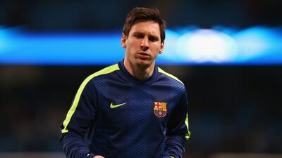 Lionel Messi of Barcelona warms up prior to his team's match against Manchester City on Tuesday night in the Champions League. Alex Livesey / Getty Images