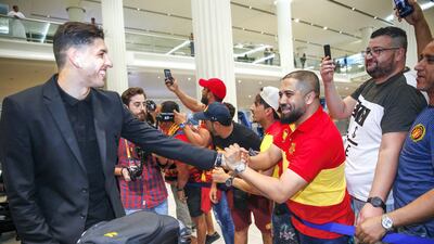 Fans of Esperance De Tunis welcome the team in Abu Dhabi ahead of the Fifa Club World Cup. Courtesy Fifa Club World Cup UAE 2018