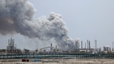 Smoke rises from an oil refinery in Bahrain after an Iranian attack on March 9. Reuters