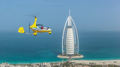 Fly over Dubai this summer on a discounted gyrocopter flight. Photo: Skydive Dubai