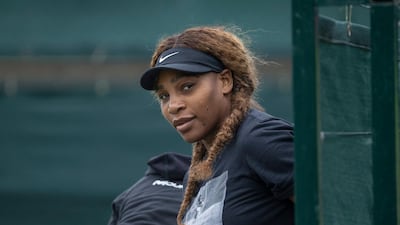 Serena Williams getting ready for a practice session at the All England Club. PA