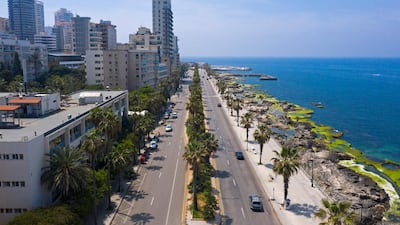 The deserted Corniche Beirut seaside promenade during the lockdown against the coronavirus pandemic in Beirut, Lebanon. EPA