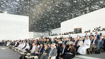 Dignitaries and guests attend the Reaching the Last Mile Forum, at the Louvre Abu Dhabi. Ministry of Presidential Affairs ---