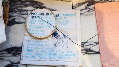 Work in progress at Lingua Franca in New York, which accepts submissions to the Tiny Pricks Project. Yvonne Tnt / Courtesy Tiny Pricks Project