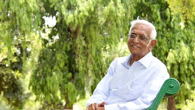 Scientist, author and Quranic plants expert Mohammed Iqtedar Hussain Farooqi in the Lucknow Botanical Gardens. Bhargavi for The National