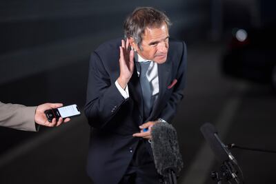 Rafael Mariano Grossi after his arrival from Teheran, Iran, at the VIP Terminal of the Vienna International Airport in Schwechat, Austria, 26 August. Christian Bruna/ EPA