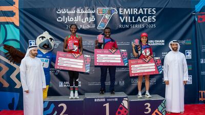 The women winners of the 5km race. Qidfa was the first stop in seven events, covering all the emirates