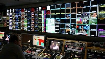 Every picture tells a story: inside MBC's control room in Dubai Media City, the company's headquarters. Pawan Singh / The National
