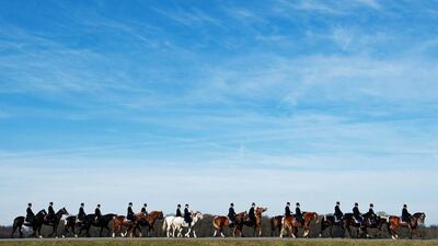 Riders take part in the Easter procession in Ralbitz, Germany. Every year on Easter Sunday, riders dressed in traditional clothes participate in the procession to announce with prayers and hymns the good news of the resurrection of Jesus Christ. Sebastian Kahnert / EPA