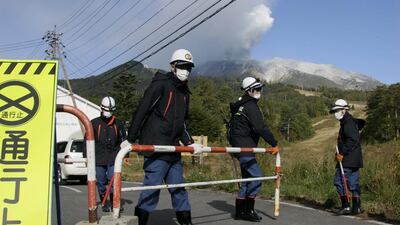 The Self-Defence Force, as Japan’s military is called, has deployed seven helicopters and 250 soldiers. Police and fire departments are also taking part in the rescue effort. Kimimasa Mayama / EPA